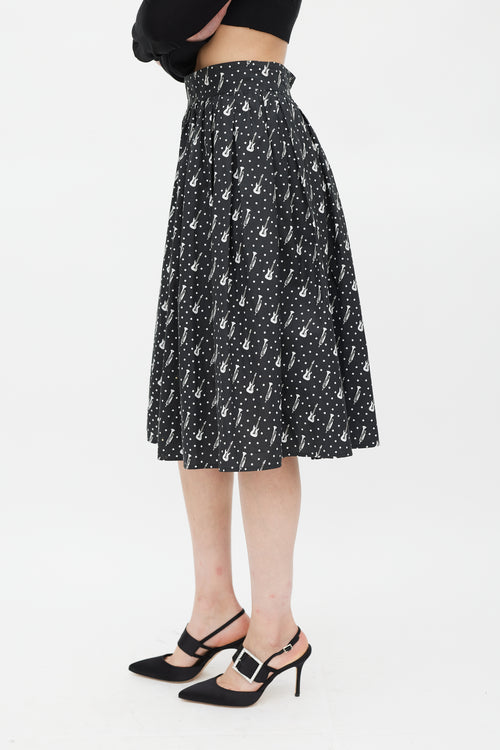 Dolce 
Gabbana Black 
White Instrument 
Polka Dot Printed Skirt