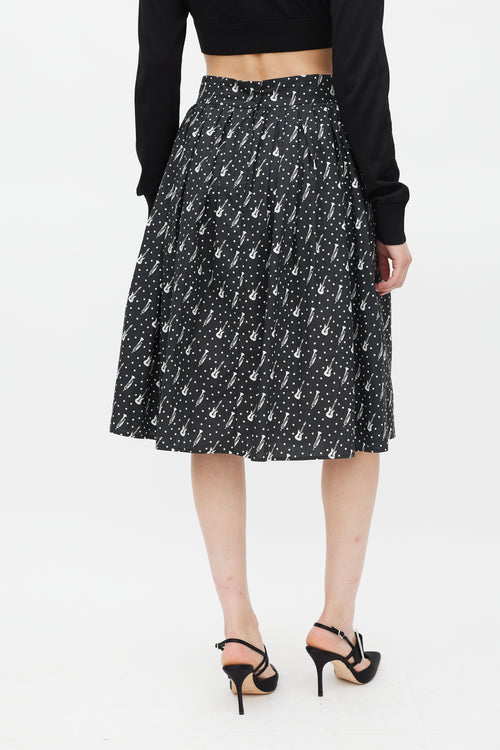 Dolce 
Gabbana Black 
White Instrument 
Polka Dot Printed Skirt