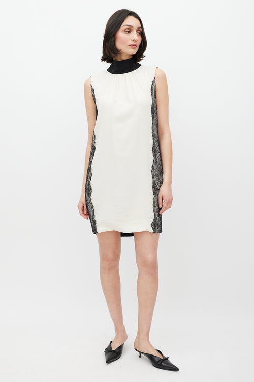 Dolce 
Gabbana Black 
White Lace Crepe Dress