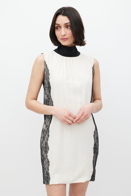 Dolce 
Gabbana Black 
White Lace Crepe Dress