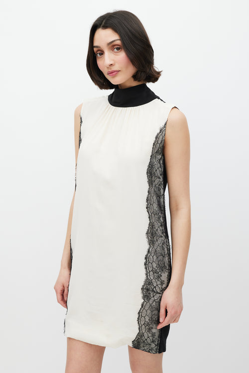 Dolce 
Gabbana Black 
White Lace Crepe Dress