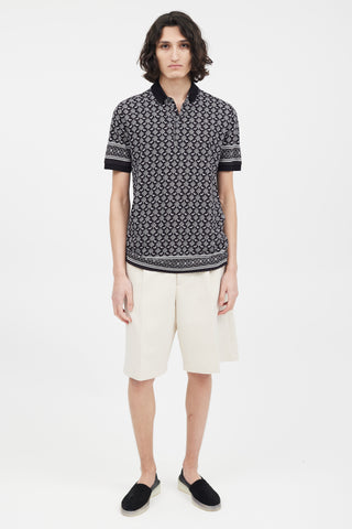 Dolce 
Gabbana Black 
White Pattern Polo