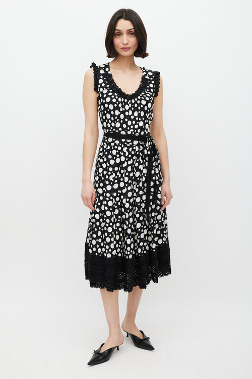 Dolce 
Gabbana Black 
White Polka Dot Lace Dress