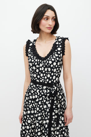 Dolce 
Gabbana Black 
White Polka Dot Lace Dress