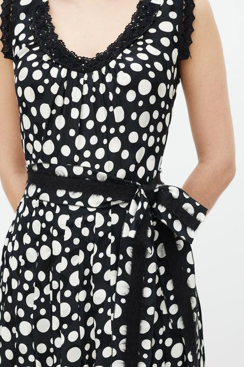 Dolce 
Gabbana Black 
White Polka Dot Lace Dress