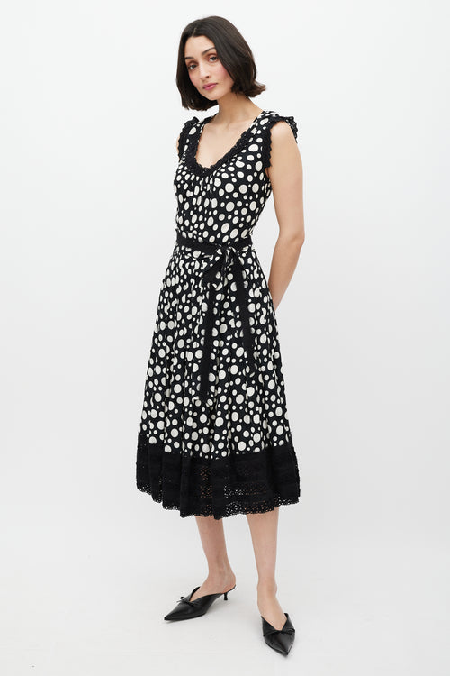 Dolce 
Gabbana Black 
White Polka Dot Lace Dress