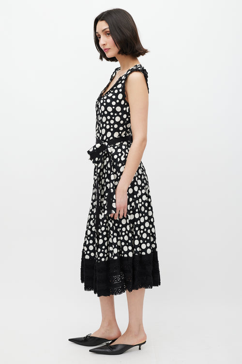 Dolce 
Gabbana Black 
White Polka Dot Lace Dress