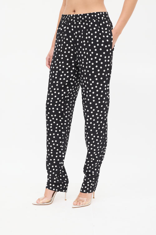 Dolce 
Gabbana Black 
White Silk Polka Dots Pant