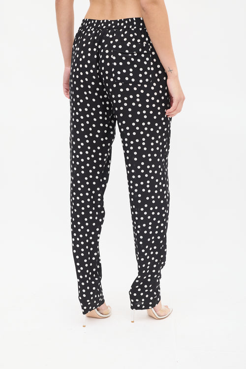 Dolce 
Gabbana Black 
White Silk Polka Dots Pant