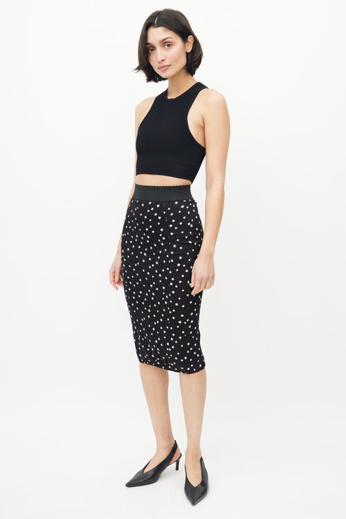 Dolce 
Gabbana Black 
White Star Skirt