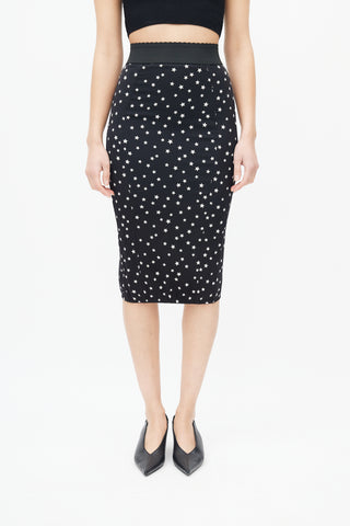 Dolce 
Gabbana Black 
White Star Skirt