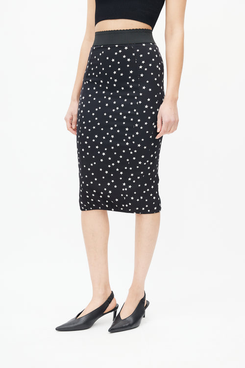 Dolce 
Gabbana Black 
White Star Skirt