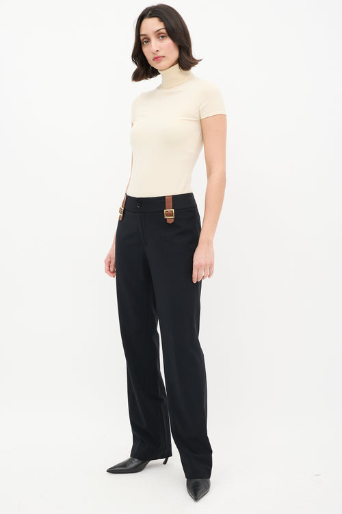 Dolce 
Gabbana Black Wool Belt Detail Trouser