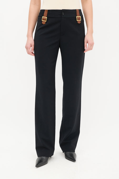 Dolce 
Gabbana Black Wool Belt Detail Trouser