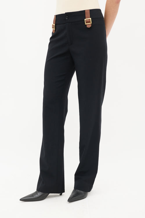 Dolce 
Gabbana Black Wool Belt Detail Trouser