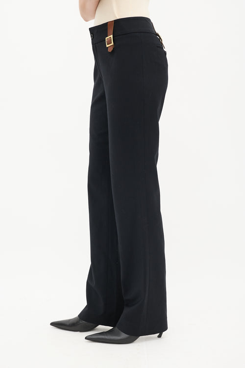 Dolce 
Gabbana Black Wool Belt Detail Trouser