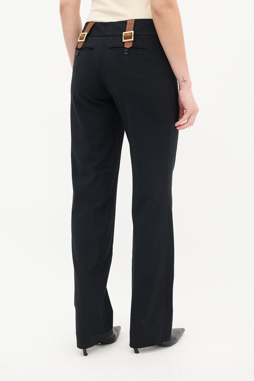 Dolce 
Gabbana Black Wool Belt Detail Trouser