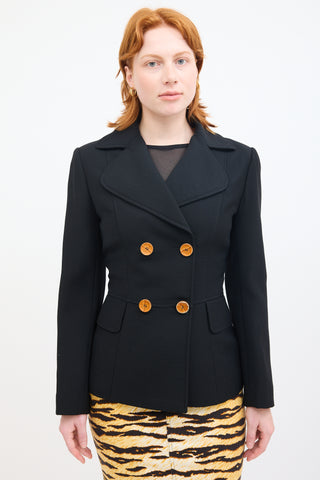 Dolce 
Gabbana Black Wool Double Breasted Blazer