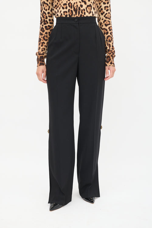 Dolce 
Gabbana Black Wool Embellished Split Trouser