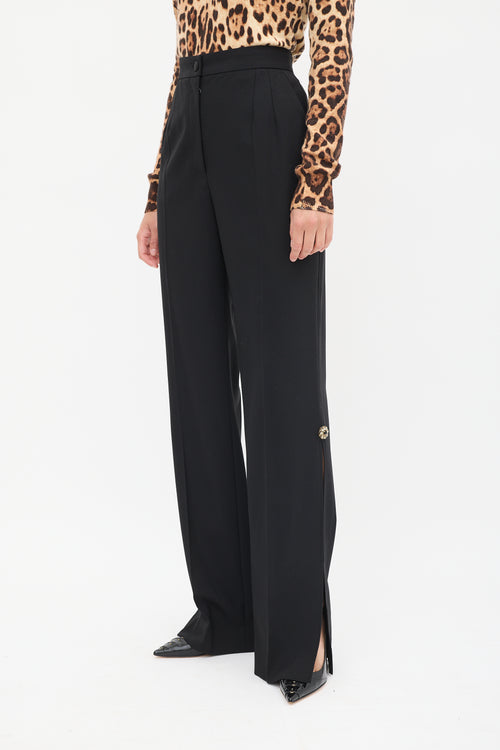 Dolce 
Gabbana Black Wool Embellished Split Trouser