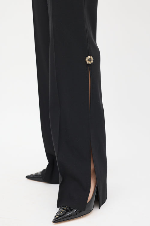 Dolce 
Gabbana Black Wool Embellished Split Trouser