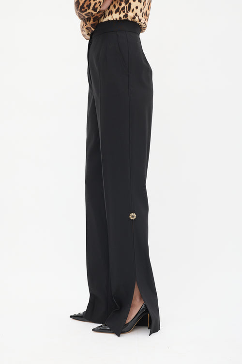 Dolce 
Gabbana Black Wool Embellished Split Trouser