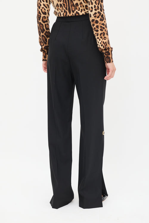 Dolce 
Gabbana Black Wool Embellished Split Trouser