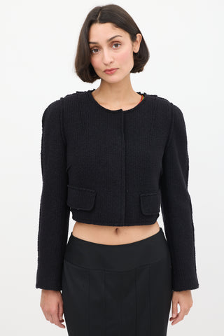 Dolce 
Gabbana Black Wool Exposed Seam Cropped Jacket