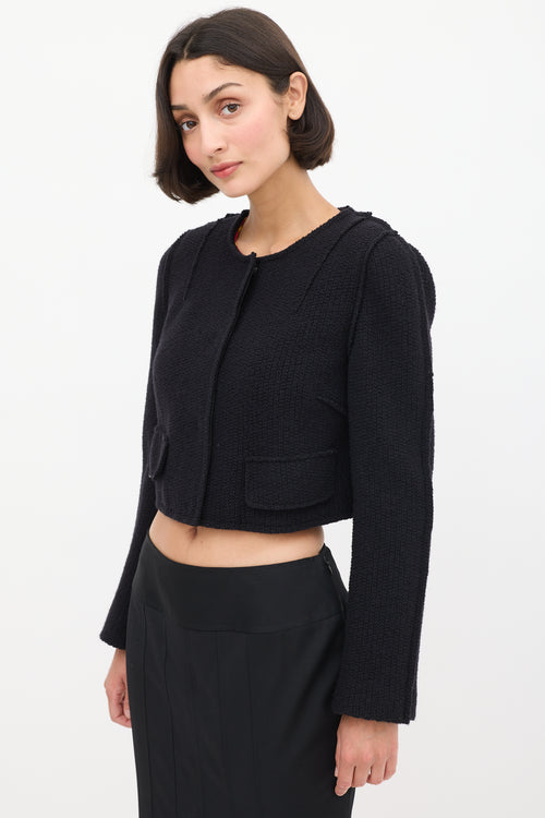 Dolce 
Gabbana Black Wool Exposed Seam Cropped Jacket