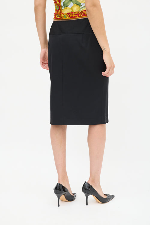 Dolce 
Gabbana Black Wool Kick Pleated Midi Skirt