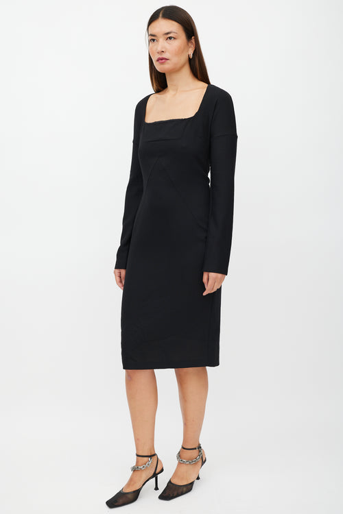 Dolce 
Gabbana Black Wool Long Sleeve Dress