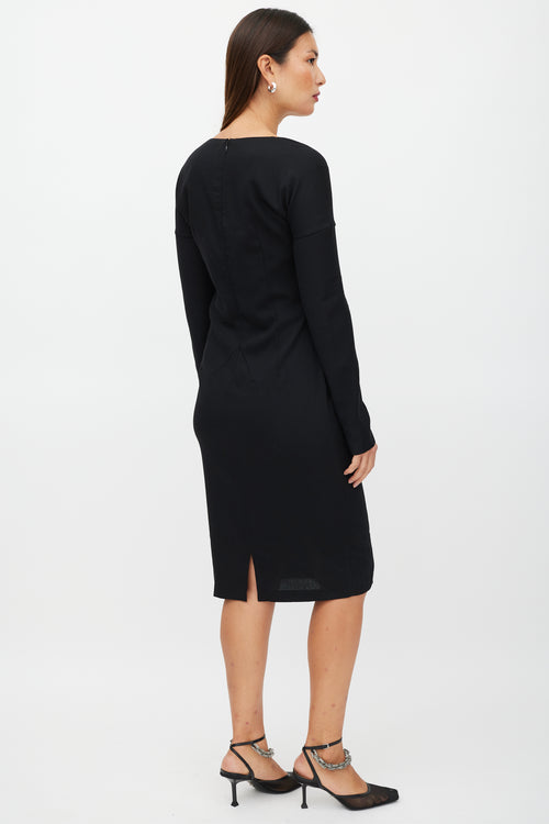 Dolce 
Gabbana Black Wool Long Sleeve Dress