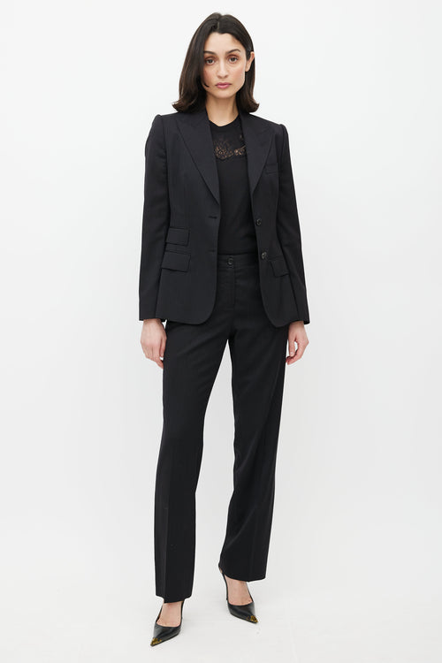 Dolce 
Gabbana Black Wool Pinstripe Two Piece Suit