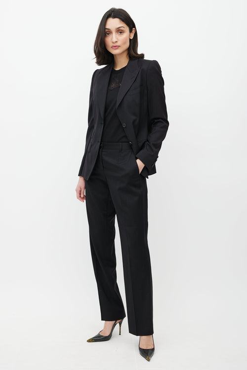 Dolce 
Gabbana Black Wool Pinstripe Two Piece Suit