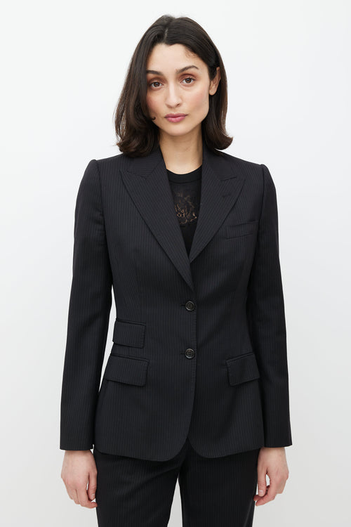 Dolce 
Gabbana Black Wool Pinstripe Two Piece Suit