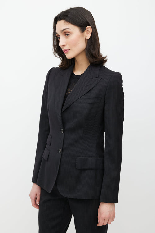 Dolce 
Gabbana Black Wool Pinstripe Two Piece Suit