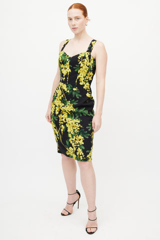 Dolce 
Gabbana Black 
Yellow Floral Dress