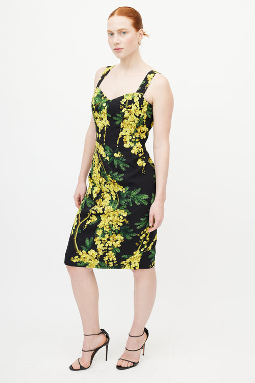 Dolce 
Gabbana Black 
Yellow Floral Dress