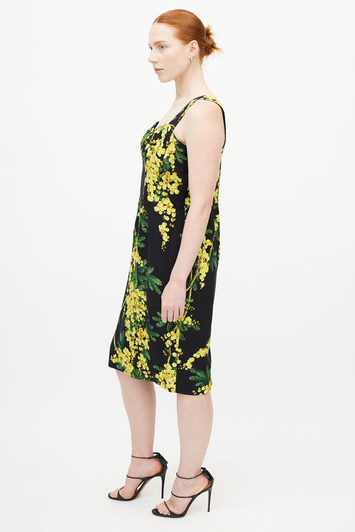 Dolce 
Gabbana Black 
Yellow Floral Dress