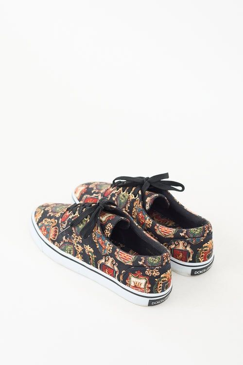 Dolce 
Gabbana Black 
Multicolour Canvas Printed Low Top Sneaker