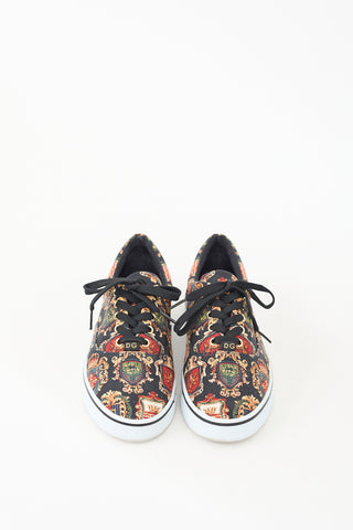 Dolce 
Gabbana Black 
Multicolour Canvas Printed Low Top Sneaker