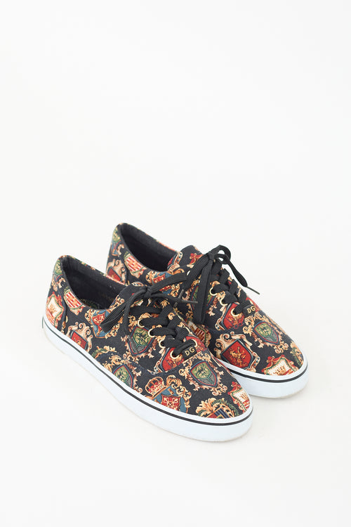 Dolce 
Gabbana Black 
Multicolour Canvas Printed Low Top Sneaker