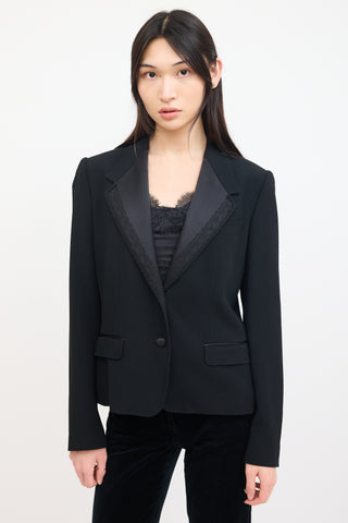 Dolce 
Gabbana Black Silk 
Lace Lapel Blazer