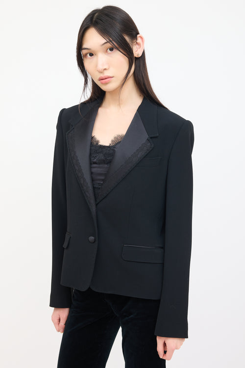 Dolce 
Gabbana Black Silk 
Lace Lapel Blazer