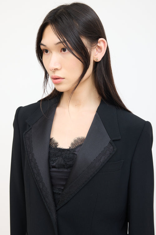 Dolce 
Gabbana Black Silk 
Lace Lapel Blazer