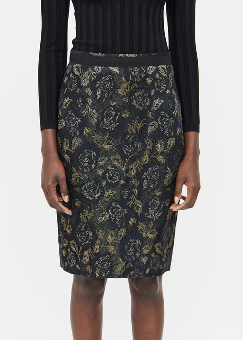 Dolce 
Gabbana Black 
Gold Floral Skirt