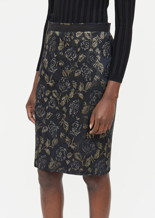 Dolce 
Gabbana Black 
Gold Floral Skirt