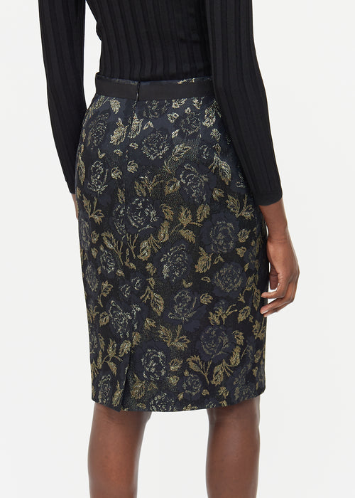 Dolce 
Gabbana Black 
Gold Floral Skirt