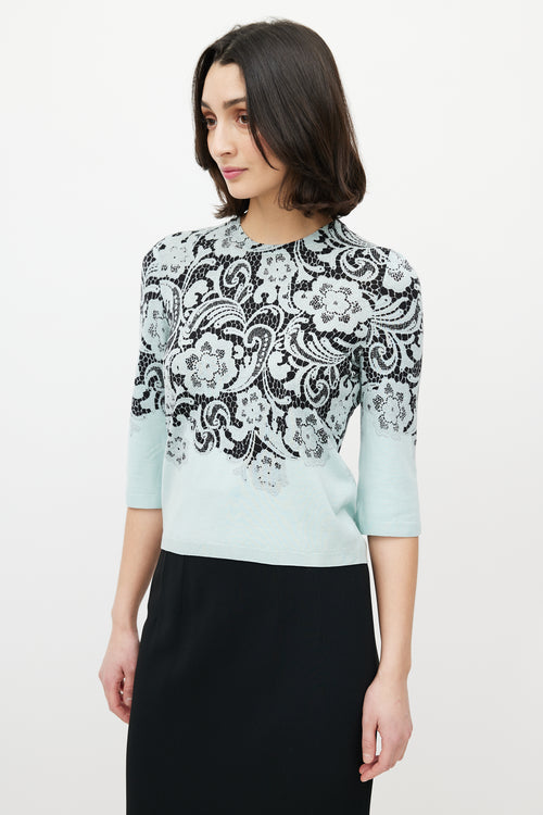 Dolce 
Gabbana Blue 
Black Lace Print Sweater