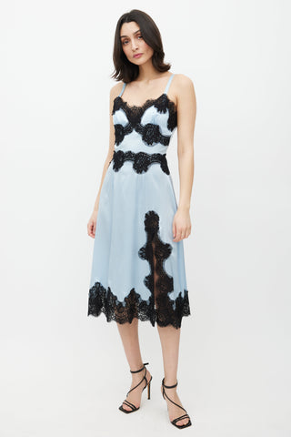 Dolce 
Gabbana Blue 
Black Lace Satin Dress